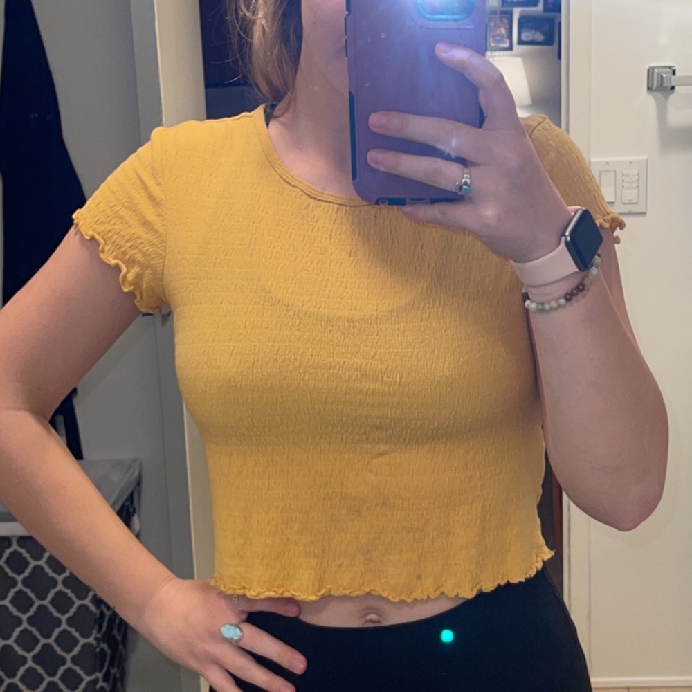 Yellow Frilly Crop Top